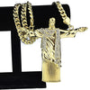 Huge Christ The Redeemer 4.5" Pendant Gold Finish Cuban Chain Necklace 30"