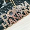 Huge Custom Name Pendant Iced Flooded Out Big Letters Three Lines Personalized Cuban Chain Necklace