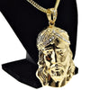Huge Head Jesus Pendant Gold Finish Franco Chain Necklace 36"