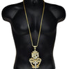 Huge Jesus 3D Combo 36" Franco Chain Gold Finish Necklace