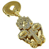 Huge Jesus 3D Combo 36" Franco Chain Gold Finish Necklace