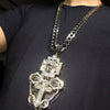 Huge Jesus Combo Pendant Cuban Chain Silver Tone Necklace 33"