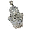 Huge Jesus Combo Silver Tone Iced 3D Charm Pendant (Large)