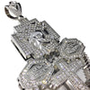 Huge Jesus Combo Silver Tone Iced 3D Charm Pendant (Large)