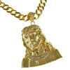 Huge Jumbo Jesus Bust Gold Finish Cuban Link Chain 33"