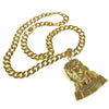 Huge Jumbo Jesus Bust Gold Finish Cuban Link Chain 33"