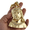 Huge Jumbo Jesus Bust Gold Finish Cuban Link Chain 33"