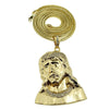 Huge Jumbo Jesus Bust Pendant Gold Finish Franco Chain 36"