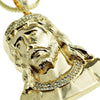 Huge Jumbo Jesus Bust Pendant Gold Finish Franco Chain 36"