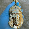Huge Jumbo Jesus Head Gold Finish Rope Chain Necklace 30"