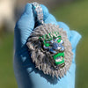 Huge King Lion Pendant 925 Sterling Silver Glow In The Dark Iced CZ Flooded Out