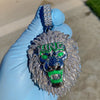 Huge King Lion Pendant 925 Sterling Silver Glow In The Dark Iced CZ Flooded Out