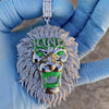 Huge King Lion Pendant 925 Sterling Silver Glow In The Dark Iced CZ Flooded Out