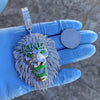 Huge King Lion Pendant 925 Sterling Silver Glow In The Dark Iced CZ Flooded Out