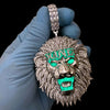 Huge King Lion Pendant 925 Sterling Silver Glow In The Dark Iced CZ Flooded Out