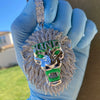 Huge King Lion Pendant 925 Sterling Silver Glow In The Dark Iced CZ Flooded Out