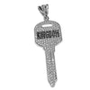 Huge Kingdom Key Pendant Iced Flooded Out Silver Tone