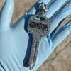 Huge Kingdom Key Pendant Iced Flooded Out Silver Tone