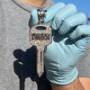 Huge Kingdom Key Pendant Iced Flooded Out Silver Tone