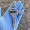 Huge Kingdom Key Pendant Iced Flooded Out Silver Tone