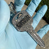 Huge Kingdom Key Pendant Iced Flooded Out Silver Tone