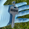 Huge Kingdom Key Pendant Iced Flooded Out Silver Tone