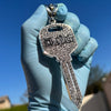 Huge Kingdom Key Pendant Iced Flooded Out Silver Tone