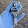 Huge Kingdom Key Pendant Iced Flooded Out Silver Tone