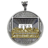 Huge Last Supper Silver and Gold Finish Round Medallion Pendant