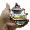 Huge Last Supper Silver and Gold Finish Round Medallion Pendant