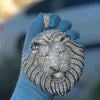 Huge Lion Head Iced Bling Flooded Out Hip Hop Pendant Silver Tone