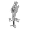Huge Mic King Crown Hip Hop Pendant Silver Tone Iced Flooded Out