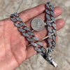 Huge Money Bag Pendant Iced CZ Silver Tone Cuban Link Chain Necklace 24"