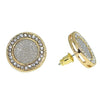 Huge Round Circle Glitter Gold Finish Earrings 18MM