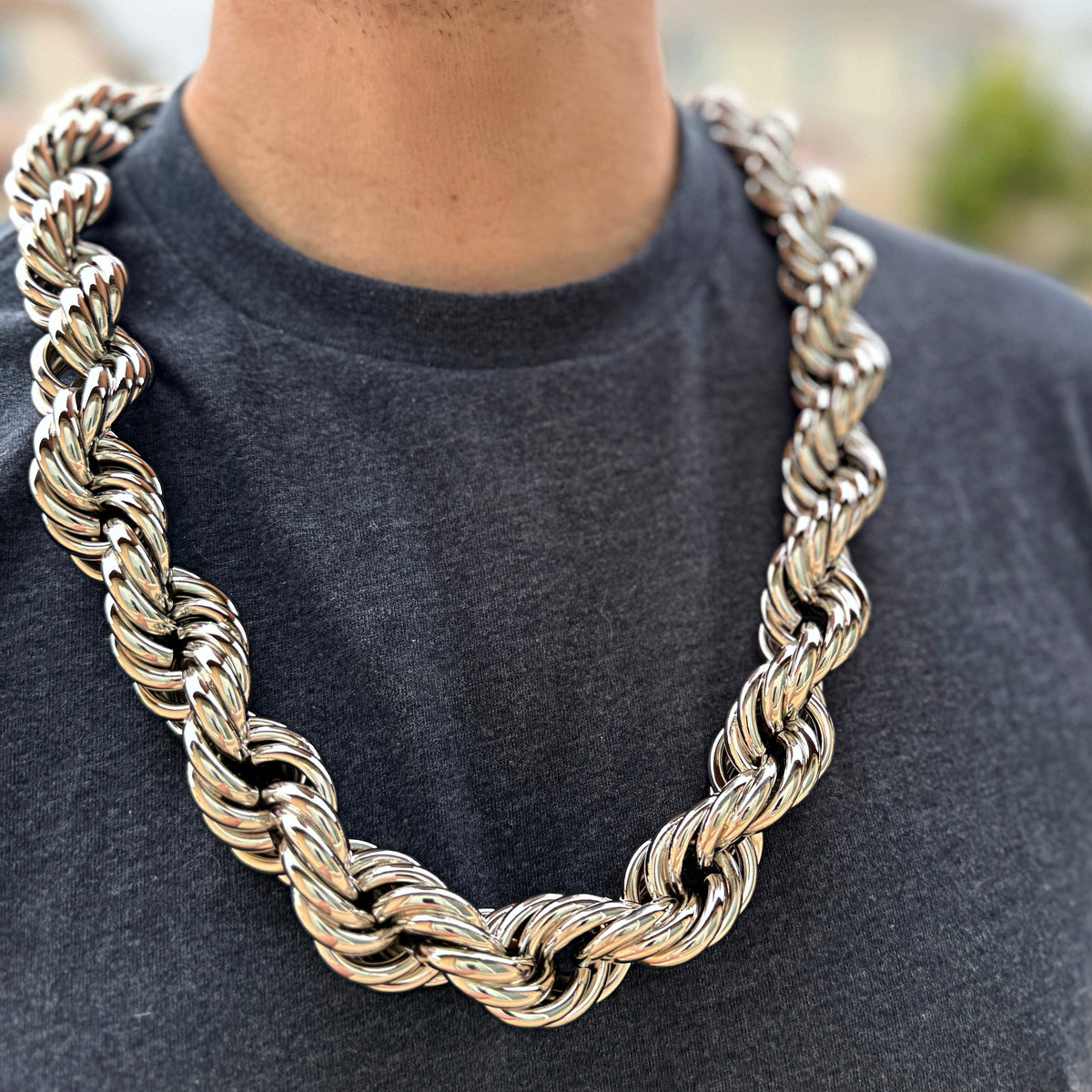 Turn Heads with the 25mm Silver Rope Chain – 30 Inches, 360 Grams of ...