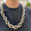 Huge Silver Tone Rope Chain Necklace 25mm Thick x 30" Inch
