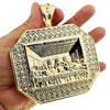 Huge The Last Supper Gold Finish Octagon Iced Flooded Out Pendant