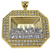 Huge The Last Supper Octagon Gold Finish /Silver Iced Pendant