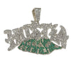 "Hustla" Big Cash Money Hip Hop Pendant Silver Tone Iced Flooded Out