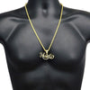 "Hustle" Iced Flooded Out  Pendant Gold Finish Rope Chain Necklace 24"