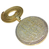 Ice Age Medallion Iced Flooded Out Gold Finish Franco Chain Necklace 36"
