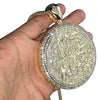 Ice Age Medallion Iced Flooded Out Gold Finish Franco Chain Necklace 36"