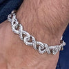 Infinity Link Iced Flooded Out Bracelet Silver Tone 8.5"