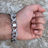 Infinity Link Iced Flooded Out Bracelet Silver Tone 8.5"