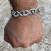 Infinity Link Iced Flooded Out Bracelet Silver Tone 8.5"