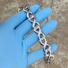 Infinity Link Iced Flooded Out Bracelet Silver Tone 8.5"