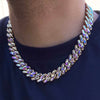 Iridescent Baguette Chain Gold Finish Iced Necklace 20"