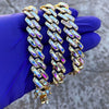 Iridescent Baguette Chain Gold Finish Iced Necklace 20"