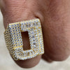 J / 8 14K Gold Plated 925 Sterling Silver Initial Letter Iced CZ Baguette Ring