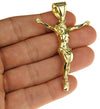 Jesus Body Crucified Pendant Gold Finish Diamond-Cut 2"